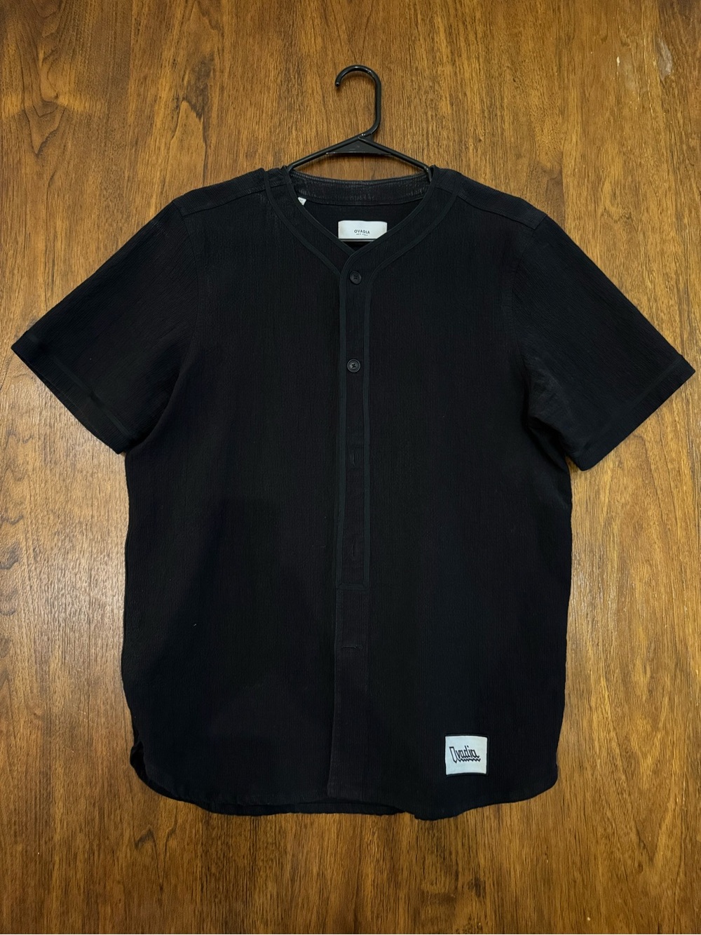 Ovadia & Sons Black Henley Baseball Shirt